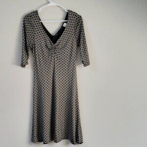 100% Silk Black and White Mid-length Casual Dress Size M (8-10)